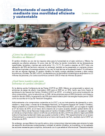 Enfrentando el cambio climático mediante una movilidad eficiente y sustentable. Febrero, 2018