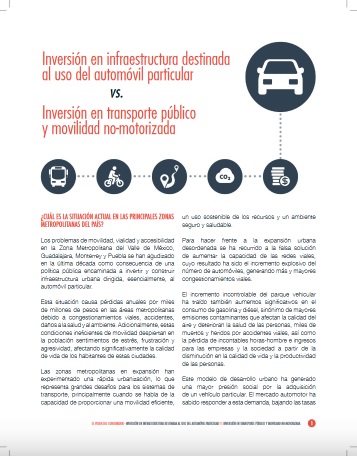 Inversión en infraestructura destinada al uso del automóvil particular vs. inversión al transporte público
